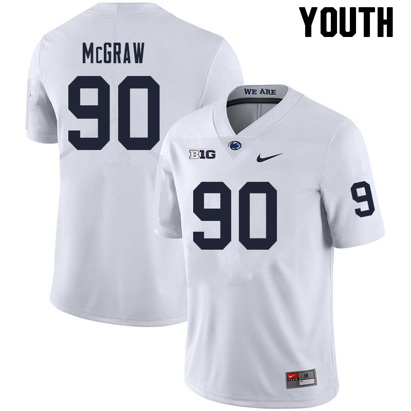 NCAA Nike Youth Penn State Nittany Lions Rodney McGraw #90 College Football Authentic White Stitched Jersey HVE8898GH